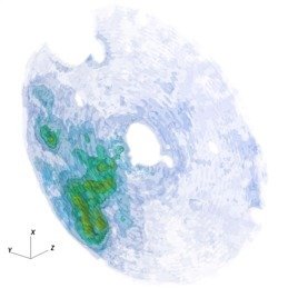 The centre of the Milky Way, Sgr A* experienced short but intense flares over the past few hundred years. The time delay caused by light propagation from Sgr A* to the surrounding clouds and then to us, allows MPA scientists to study Sgr A*’s past activity. At the same time, flares serve as an extremely powerful probe of molecular gas properties. In particular, the full 3D structure of molecular clouds and their density distribution on small scales can be reconstructed.