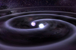 Artist’s conception of a binary white dwarf system.