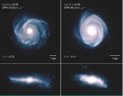 Simulations like the one depicted in the Figure can be used to study the properties of the first galaxies.