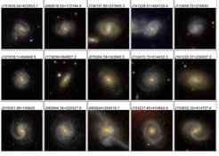 The 15 Hα excess galaxies selected for this study in g,r,i-colour images from SDSS.