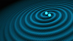 Künstlerische Darstellung eines Gravitationswellenereignisses
