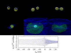 Diese Sequenz von Bildern zeigt die Verschmelzung von zwei Neutronensternen.