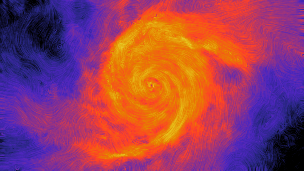Magnetic field in a galaxy simulated with Auriga.