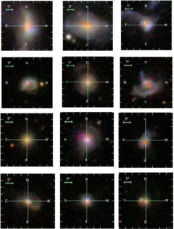 Figure 2: SDSS colour images (g,r,i-band) of typical AGN host galaxies in our sample. Many are interacting or have disturbed morphologies.