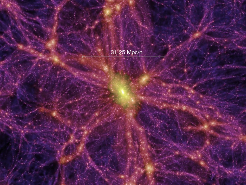 The Millennium simulation was the worldwide largest simulation of the growth of cosmic structure in 2005 and opened up a whole new field of "putting the Universe in the computer".
