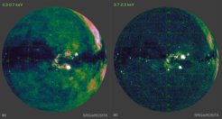 The SRG/eRosita maps of the hemisphere analyzed by the Russian eROSITA consortium in the 0.3-0.7 and 0.7-2.3 keV energy bands.